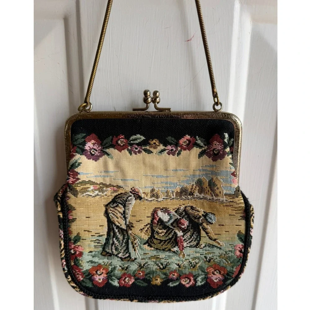Vintage 1950's Walborg French Country Tapestry Woven‎ Clutch Purse